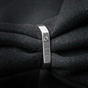 <b>Men's</b> Rhodium-Plated Diamond Cut <b>Ring</b> in Sleek Design-925 Sterling <b>Silver</b> - Product Image 3