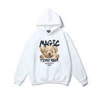 Sudadera con capucha para parejas, de algodón 100%, con estampado de dibujos animados, oso polar, talla grande, Primavera