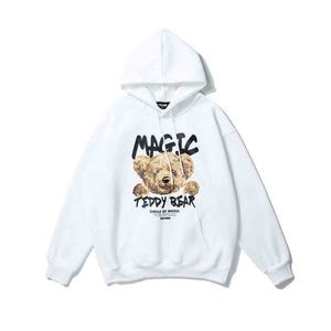 Sudadera con capucha para parejas, de algodón 100%, con estampado de dibujos animados, oso polar, talla grande, Primavera - Product Image 6