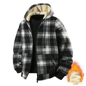 Young Men's New Fashion Hooded Outerwear Solid Plaid Long Sleeve Zipper <b>Jacket</b> Winter Thicken Warm Versatile Front <b>Lining</b> - Product Image 3