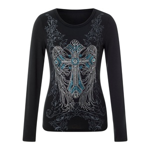 เสื้อยืดสตรีทแวร์หินไรน์สโตนสำหรับผู้หญิงงานตามสั่ง - Product Image 2