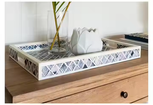 Plateau de service populaire avec un design élégant fait à la main avec nacre pour la cuisine, les aliments, les hôtels et les plateaux de décoration de tous les jours - Product Image 2