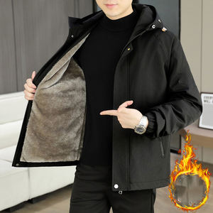 Chaqueta de Forro Polar para Hombre, Estilo Holgado con Capucha, Diseño de Logotipo Personalizado OEM, Estilo Grueso de Lana de Cordero - Product Image 2