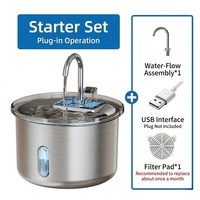 Bouteille d'eau intelligente pour animaux de compagnie de 2,2 L et distributeur automatique de nourriture - Fontaine à eau en acier inoxydable écologique pour oiseaux