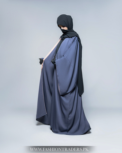 Manufacturer Wholesale Nida Premium Polyester Plus Size Floor Length Long Sleeve Abaya <b>Dress</b> Solid Pattern Modest Evening Wear - Product Image 2