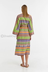 Jupe large Longueur midi Ceinture élastique Silhouette de jupe à plusieurs niveaux Design ethnique Robes pour femmes - Product Image 2