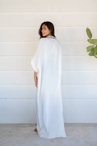 2025 Últimos diseños de caftán DE LA India, venta al por mayor, ropa Bohemia bordada para mujer con escote en V, manga larga, traje de playa - Product Image 4