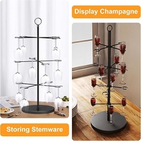 Présentoir à cocktails en fer à trois niveaux pour fêtes, brunchs nuptiaux, présentation de coupes à martini - Portable, pliable, durable, imperméable