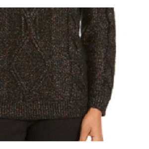 Maglione da Donna Charter Club con Collo Alto e Maniche Lunghe Glitterato Nero Disponibile nelle Taglie Petite e Medium per uno Stile Casual Invernale - Product Image 3