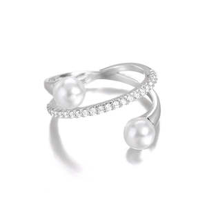 925 argent Sterling conception Unique perle Moissanite pierre anneau romantique anniversaire mariage bague de fiançailles pour les femmes en gros - Product Image 3