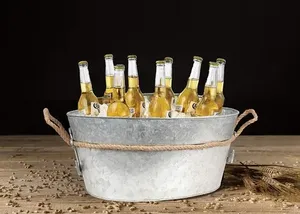 Bañera de fiesta de bebidas ovalada de metal galvanizado con asas para fiestas y catering para eventos en interiores y exteriores | Suministro mayorista a granel - Product Image 3