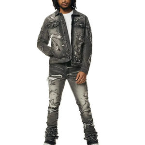 Servicio OEM, Traje de Mezclilla Informal de Dos Piezas de la Mejor Calidad, Transpirable, para Otoño, con Bordado Personalizado, 100% Algodón para Hombre - Product Image 1