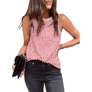 Printed Tank Top for <b>Women</b> Fashion Crewneck <b>Sleeveless</b> Clothing Trendy Polka Dots Tops <b>Shirts</b> Loose Fit Basic Wholesale Custom - Product Image 4