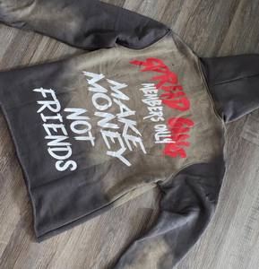 Streetwear personnalisé pour hommes, pulls molletonnés avec impression DTG, sweats à capuche courts surdimensionnés délavés à l'acide et déchirés à l'ourlet brut - Product Image 6