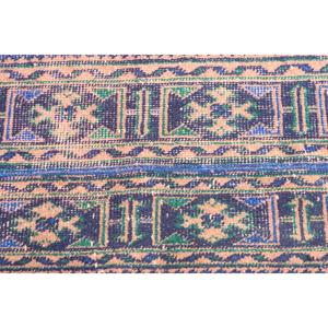 Alfombra Turca Vintage, Alfombra de 1,7x11,2 pies, Alfombra de Lana con Diseño Floral Azul - Product Image 4