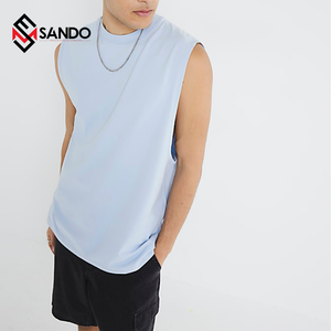 Camiseta sin mangas de gimnasio para hombre a precio de fábrica 100% algodón Retro corte desgastado chaleco transpirable sol desteñido Casual tejido deportes de talla grande OEM - Product Image 1