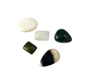 5 Pieces <b>Polished</b> Agate Cabochon Gemstone Lot ! White and <b>Black</b> Mixed Loose Gemstones for Jewelry Making - Product Image 2