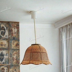 Candelabro de ratán hecho a mano con diseño de arte creativo, linterna de bambú, lámpara colgante de mimbre para iluminación decorativa de dormitorio - Product Image 4