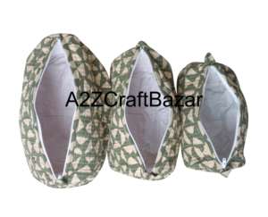 Cotton Vintage Quilted Makeup <b>Storage</b> <b>Bags</b> Durable <b>Zipper</b> Closure Block Print Multifunction Cosmetic Pouches Gift Customizable - Product Image 4