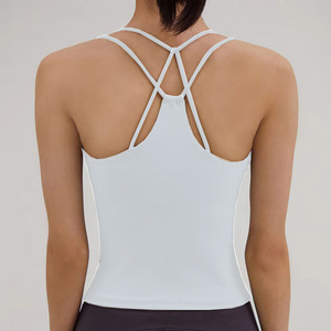 Back Cross Strap Mujeres Tank Top Sexy Sports Bra Style Workout Yoga Gym Fitness Chaleco Sin mangas Crop Activewear Shirt - Product Image 4