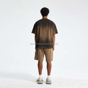 <b>Retro</b> Cut 100% Cotton Knitted T-shirt 220gsm Acid Wash Regular Fit Casual Men's Breathable Quick Dry Summer Hot Selling - Product Image 3