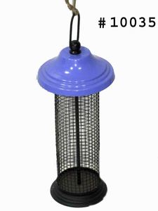 Mangeoire à oiseaux suspendue en métal pour l'extérieur, design en maille de couleur bleue avec crochet Mangeoire décorative pour jardin et balcon au meilleur prix - Product Image 2