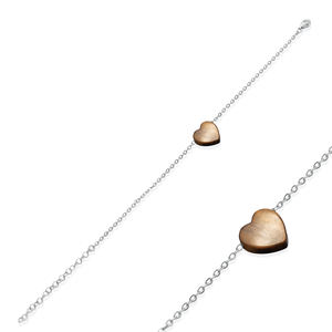 Bracelet en argent sterling 925 plaqué or et rhodium, design cœur en œil de tigre, fabrication artisanale turque - Bijou cadeau pour femme - Product Image 5