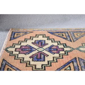 พรมขนสัตว์สีเบจสไตล์พื้นเมืองลายเรขาคณิตลายปะต่อ1.5x2.9ฟุตดีไซน์ปริศนาสี่เหลี่ยมผืนผ้าสำหรับห้องนั่งเล่นห้องโถงทอเทคนิคน้ำยาง - Product Image 2