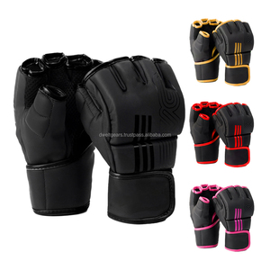 Wholesale Custom MMA Boxing Gloves Leather Breathable Lightweight Half Finger Hook Loop Closure Non-Slip Adjustable Wrist Gloves - Product Image 1