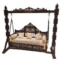 Balançoire rectangulaire en bois de style Maharaja traditionnel avec design amovible pour la décoration de salon et de maison au Royaume-Uni