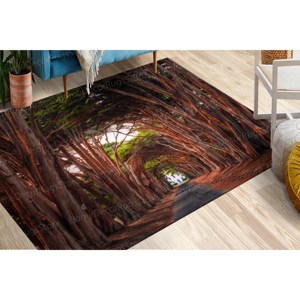 Alfombra de Túnel con Diseño de Ciprés, Alfombra Decorativa con Vista a un Camino de Árboles, Alfombra Suave de Tela No Tejida - Product Image 4