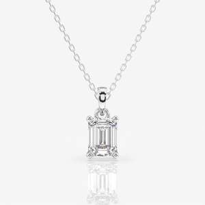 Pendentif solitaire en diamant de laboratoire taille émeraude en or 14 carats, pendentifs et breloques en diamant - Product Image 4