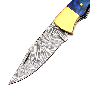 Navaja de Bolsillo Deslizante de Acero de Damasco Hecha a Mano Personalizable, Navaja de Camping Multifuncional de Madera OEM, Hoja de Grado Industrial - Product Image 5