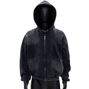 Personnalisé Luxe Lavé À L'acide Surdimensionné 100% Coton Fermetures À Glissière Pull Sweat Éponge Épaissie Plaine Surdimensionné Hommes À Capuche 2026 - Product Image 1