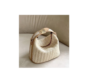 Sac fourre-tout à bandoulière en jonc de mer fait à la main en paille de jacinthe d'eau - Product Image 1