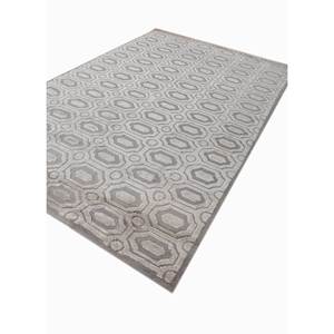 Alfombra de Bambú y Seda Azalea Aibs-3033 Anudada a Mano con Patrón Geométrico y Abstracto para Hogar y Pasillo, Forma Rectangular, 10 mm de Grosor - Product Image 2