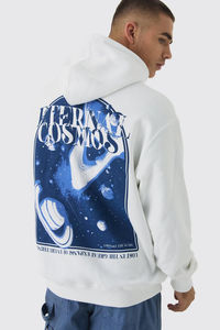 OEM blanco de gran tamaño de impresión personalizada Logotipo de peso pesado sudaderas con capucha Unisex deportes Casual Streetwear logotipo sudaderas con capucha 100% algodón - Product Image 3