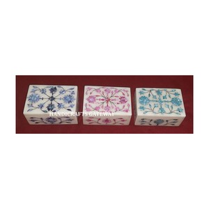Últimos diseños diferentes incrustaciones madre de perla cajas de joyería con mármol blanco natural cajas de embalaje de joyería de mayorista - Product Image 1