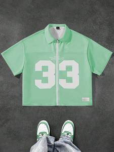 เสื้อฮิปฮอปแขนสั้นสไตล์สตรีทแวร์ ผ้าถักพิมพ์ลาย ออกแบบเองได้ สกรีนโลโก้ตามสั่ง ขายส่ง ผ้าโพลีเอสเตอร์ ทรงวินเทจ หลวมสบาย - Product Image 2