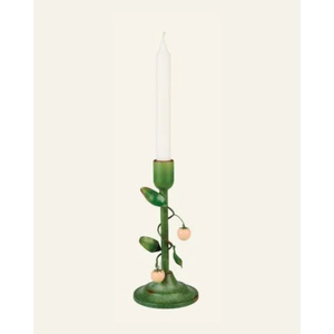 Porte-bougie en fer en forme de fraise avec feuilles vertes, base métallique durable, décoration de table pour la maison, les mariages et les réunions de famille - Product Image 2