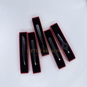 Pinzas de Cejas de Acero Inoxidable Plasma Negro de Alta Calidad GETUP BROSONS IMPEX, Punta Puntiaguda, Logotipo Personalizado, Herramientas de Belleza - Product Image 1