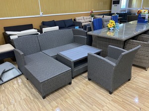 Usine directe moderne gris rotin/osier ensemble de meubles de jardin coussins en polyester banc Mora Phu Linh mobilier d'hôtel en plein air - Product Image 5