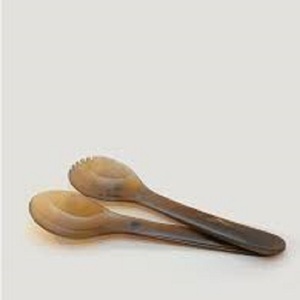 Cuchara de cuerno y tenedor de la mejor calidad, servidor de ensalada, Material artesanal, servidor de ensalada de cuerno de búfalo, vajilla para fiesta, catering a la venta - Product Image 1