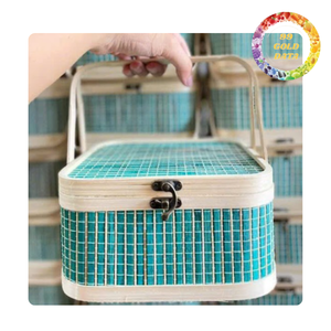 Panier de pique-nique en bambou mignon avec poignée | Pour la préparation du pique-nique et le cadeau | Grande et petite taille disponible - Product Image 1