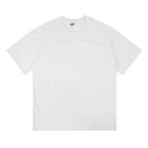 T-shirt streetwear oversize à épaules tombantes 100% coton pour hommes, impression de logo personnalisé, col côtelé vierge, logo personnalisable solide - Product Image 4