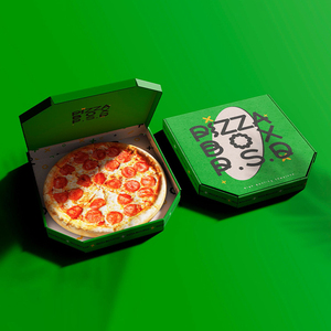Tùy chỉnh in kích thước khác nhau bao bì hộp các tông sóng cấp thực phẩm màu xanh lá cây hình lục giác hộp bánh pizza - Product Image 1