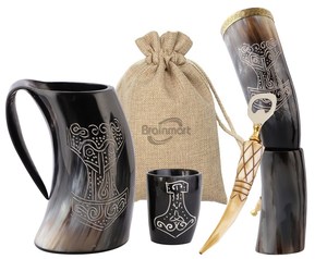 High Quality Modern Polished Viking Angel Drinking Horn Mug Handmade <b>Waterproof</b> Organic Material Business Gift Made in India - Product Image 4