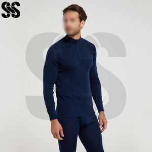 Sous-vêtements d'équitation thermiques d'hiver pour hommes, sous-vêtements d'équitation, haut de compression à manches longues, polyester/spandex, séchage rapide - Product Image 3