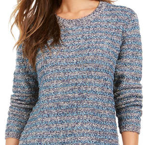 Cardigan da Donna Navy a Righe Style & Co, Traspirante, Stile Coreano, Casual, con Logo Stampato sul Davanti, per l'Autunno, Taglia Unica - Product Image 3