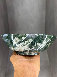 Cuenco de forma ovalada de ágata y musgo tallado a mano al por mayor, cuenco de piedras preciosas de Chakra de corazón personalizado, cuenco de Feng Shui de meditación curativa - Product Image 5